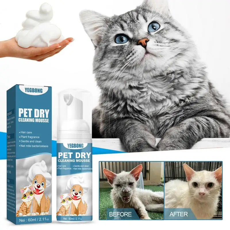 Waterless Cat Shampoo No Rinse Dogs Cats Cleaning Mousse Pet Grooming