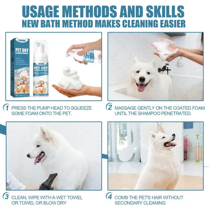 Waterless Cat Shampoo No Rinse Dogs Cats Cleaning Mousse Pet Grooming