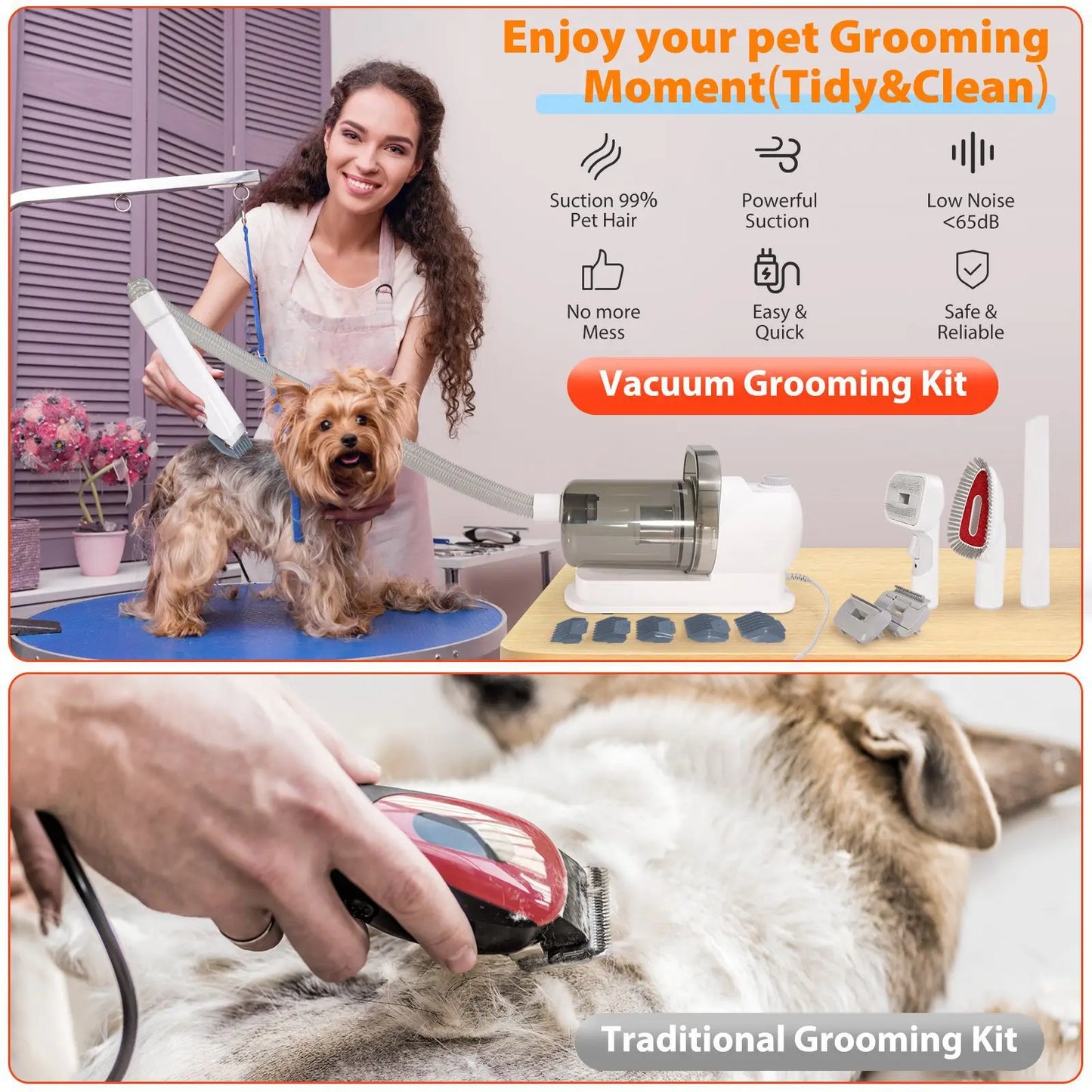 Dog Grooming Vacuum & Pet Grooming Kit with 2.5L Capacity