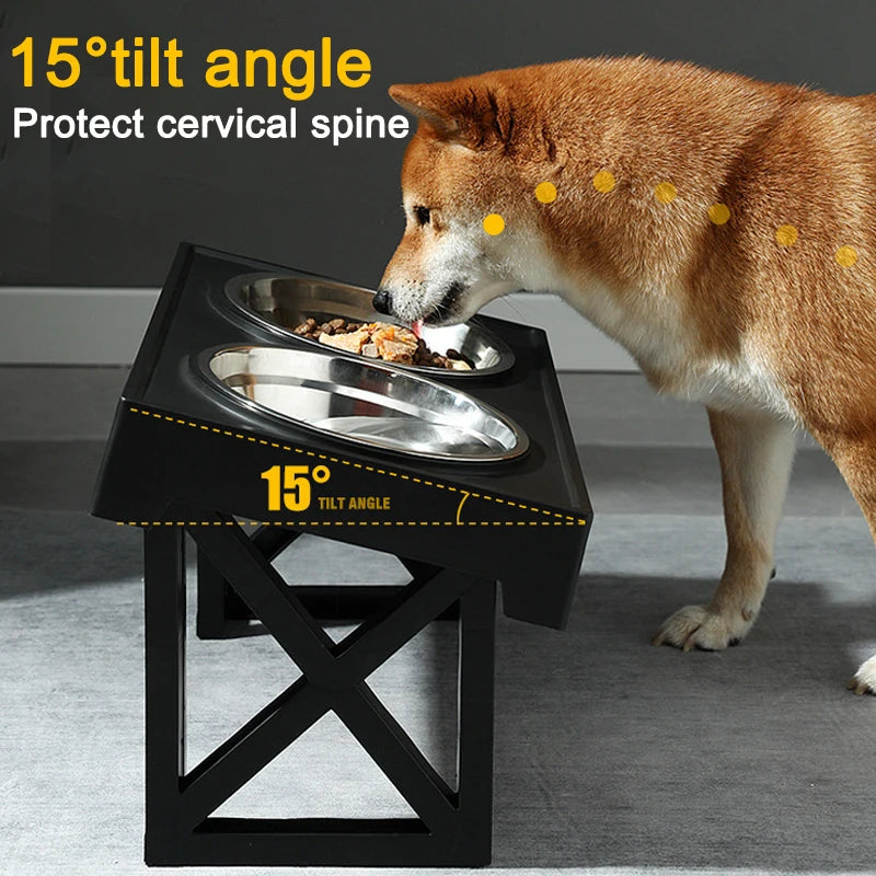 Dog Double Bowls Stand Adjustable Height