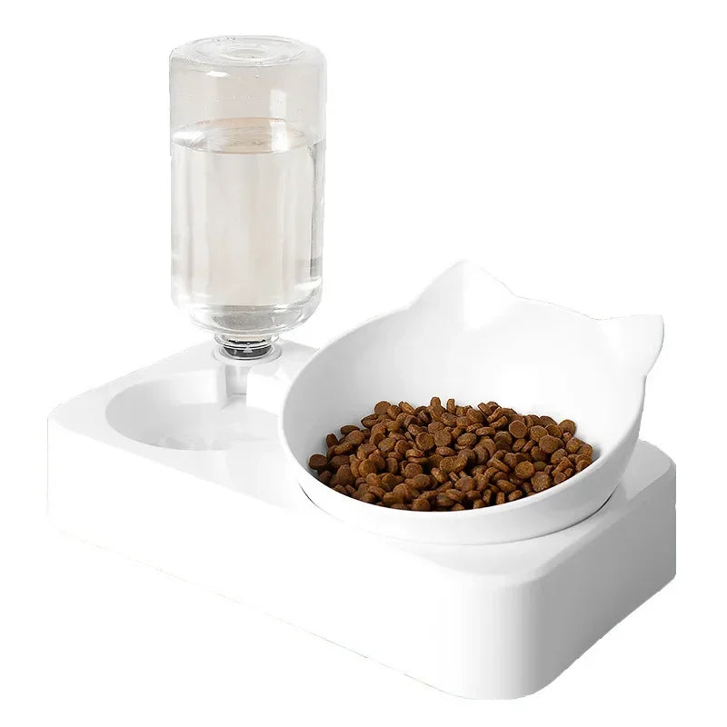 Tilt neck protection pet feeding and drinking dual-purpose bowl