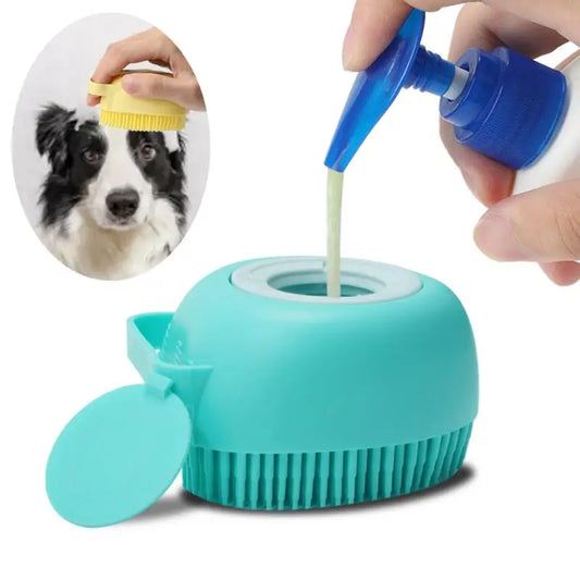 Bathroom Dog Bath Brush Massage Gloves Soft Safety Silicone Comb with Shampoo Box Pet Dog Brush Grooming Supplies