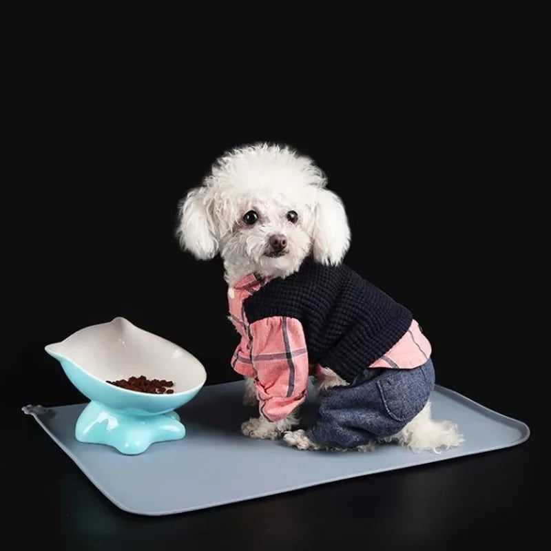 Waterproof Pet Mat for Dog Solid Color Silicone Pet Food Pad Bowl Drinking